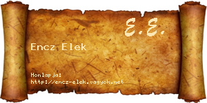 Encz Elek névjegykártya